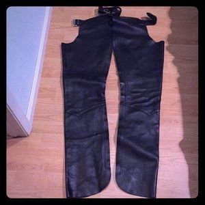 Chaps black leather small genuine very clean